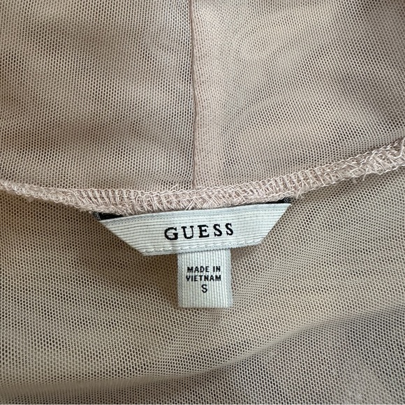 GUESS Riva Mesh pink mauve Turtleneck Top - Picture 6 of 7